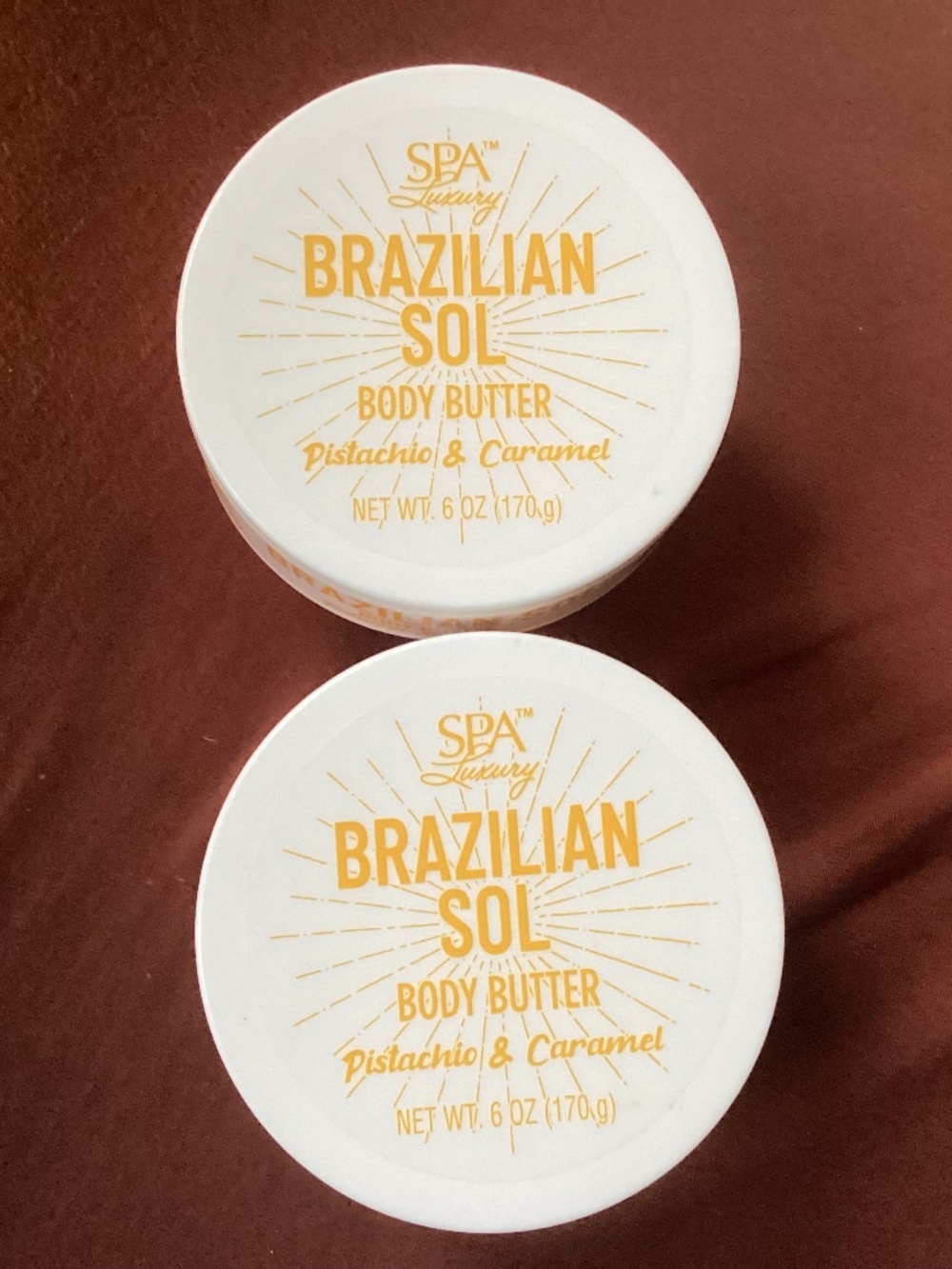 Spa Luxury Brazilian Sol Body Butter Pistachio & Caramel Bundle 6 oz each